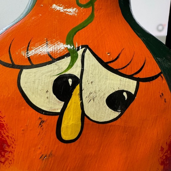 Silly Girl Face Hand Painted Gourd Fall Halloween 9.75" x 9" - Picture 10 of 12